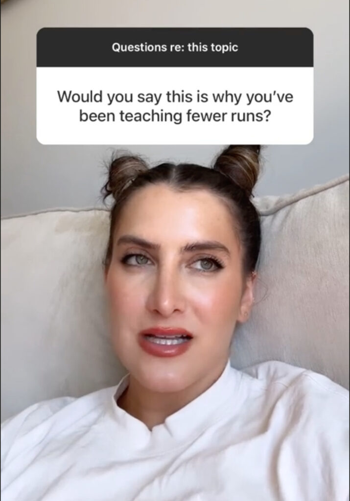 Camila's Instagram Stories sharing running update.